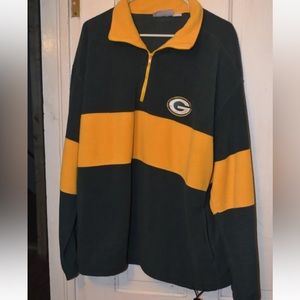 Vintage Green Bay Packers Logo Pullover Sweatshirt 1/4 Zip Men's SZ XL Striped